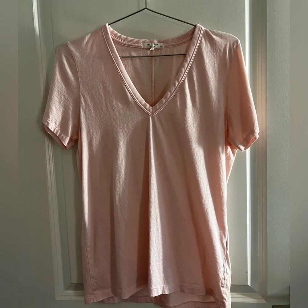 rag & bone Light Pink V-Neck Short Sleeve Top